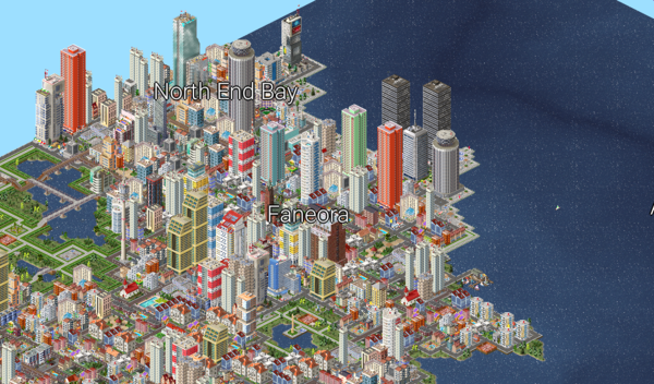 North End is the main CBD for BH. It hosts major technology companies headquarters and offices. Faneora is a residential area for it (this city has a style of having tall downtowns, and lower density buildings surrounding them).