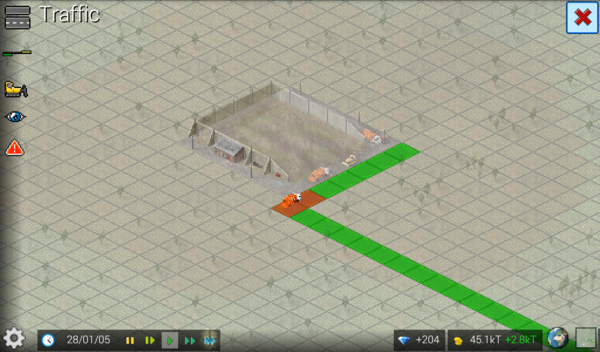 Red traffic bug on garbage truck front of Landfill.png