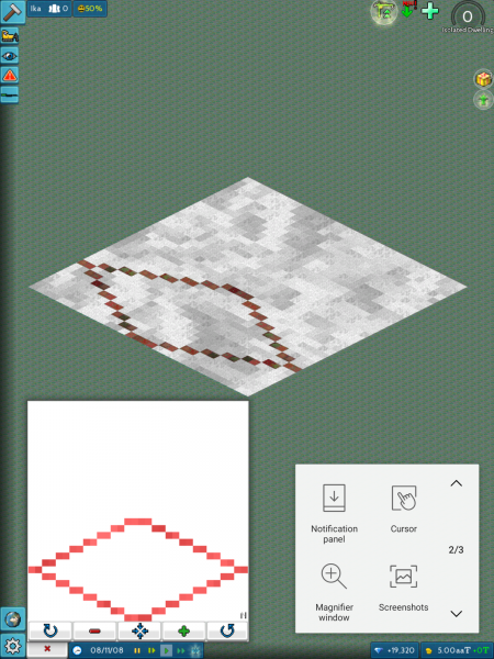 What trying to use TheoTown as a graphics editor looks like.  All ground is snow or my ancient civilization land.