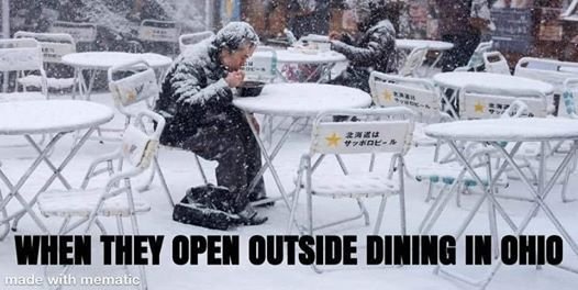 A meme I saw:  but if you look closely, it's not taken in Ohio, even thouth there was snow there today!