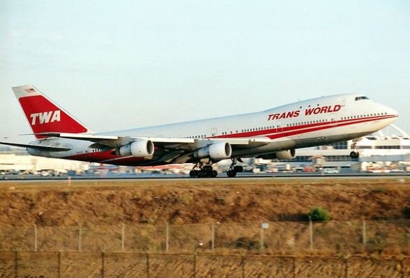 TWA 747-100, with the same livery.