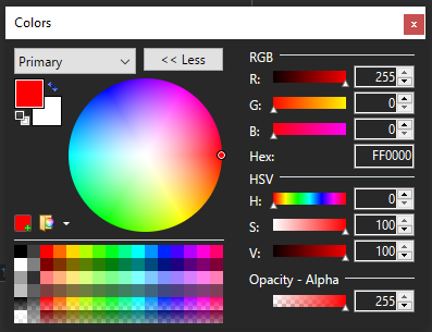 The color manager contains a huge selection of colors. If you don't like the preset colors, you can go to the &quot;More&quot; menu, which you can see here.