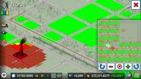 See the radius of noise of Waste Incinerator on map. The 1x1 green tile is the Decarbonator Tower while the 8x8 tiles are residential Area.