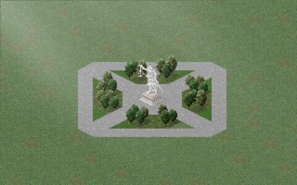 A park with diagonal tiles